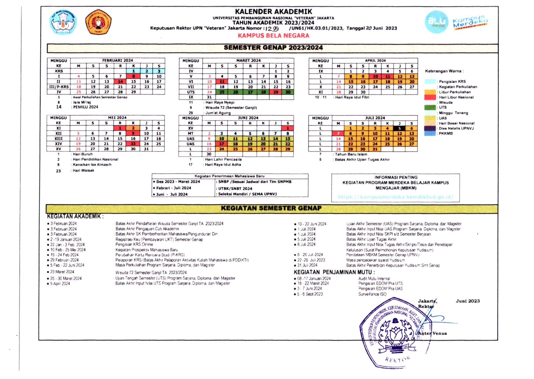 Kalender Akademik Universitas - Fakultas Ilmu Sosial & Ilmu Politik