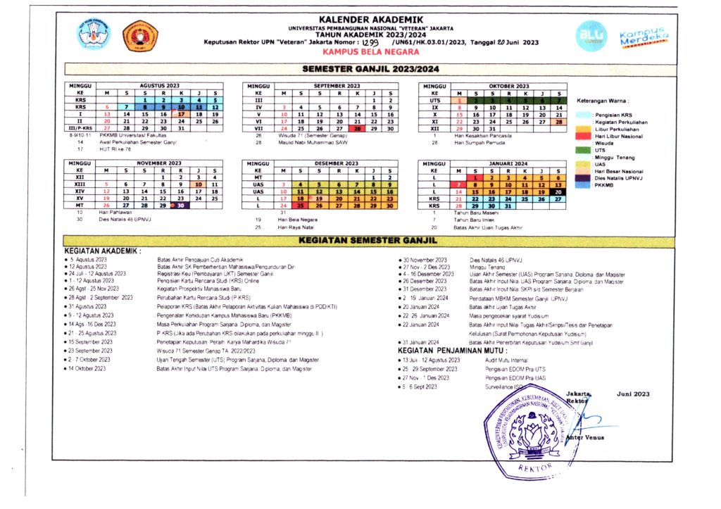 Kalender Akademik Universitas — Fakultas Ilmu Sosial dan Ilmu Politik